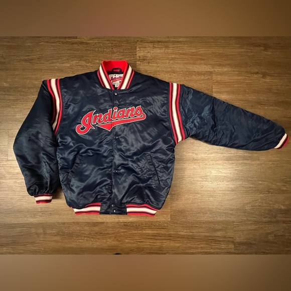 MLB Starter Diamond Collection Cleveland Indians Bomber Warm Satin Jacket XL‎ G7 - Picture 2 of 16